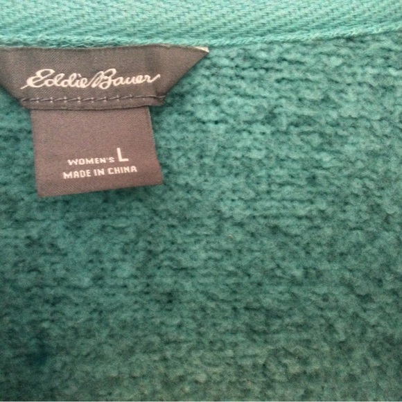 Eddie Bauer Large Zip Up Fleece jacket Teal Cozy - Picture 2 of 14